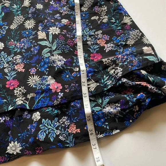 Rebecca Taylor Alice Floral A Line Summer Dress Black Multicolor Size 10 Silk - Picture 11 of 11